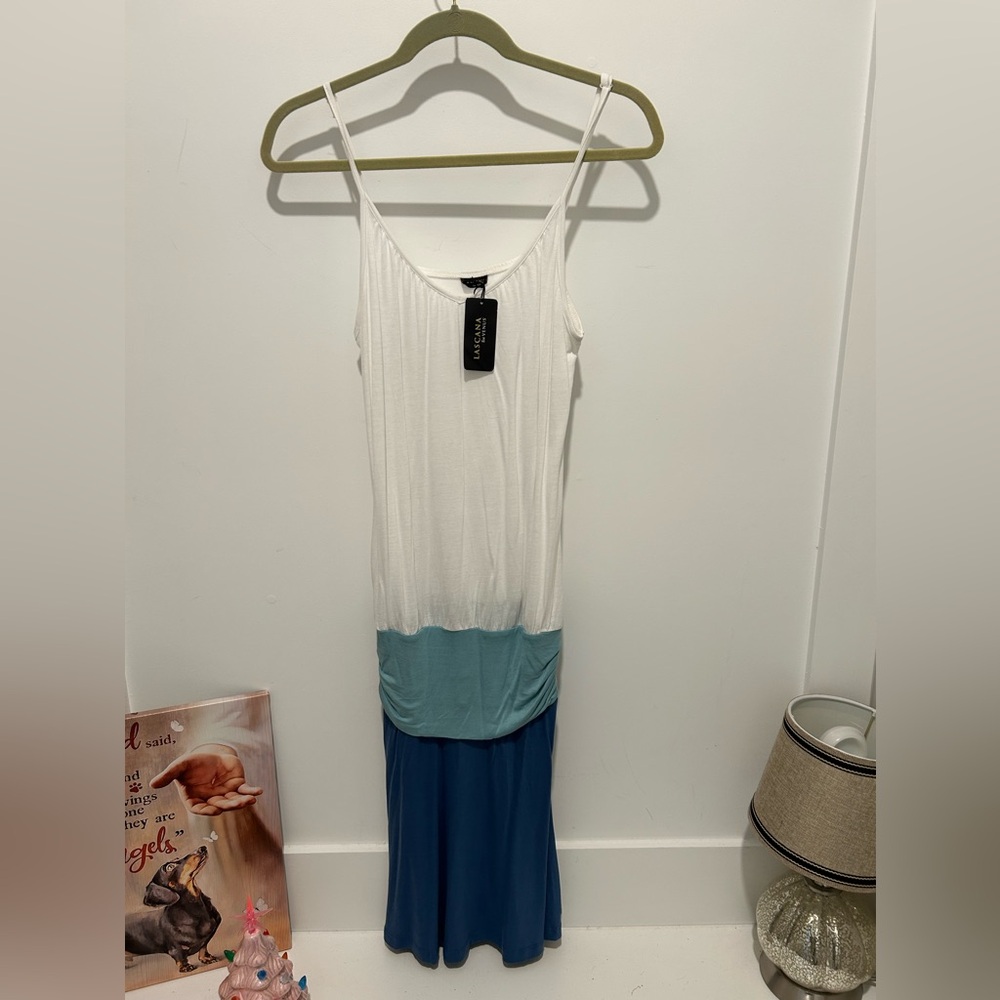 NWT Venus swimsuit coverup White and Blue Colorblock Dress